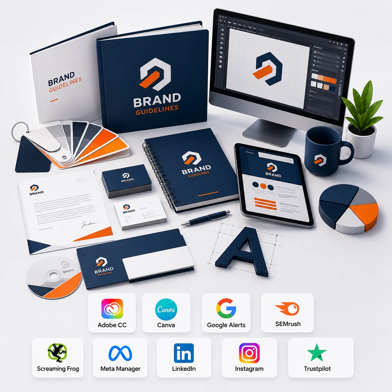 Creative brand identity design and logo mockups