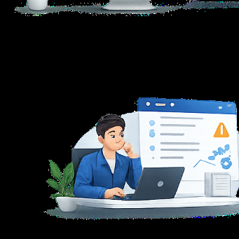 Worried about website issues illustration